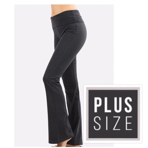🎀PLUS Fold Over Lounge Yoga Pants Gray 4920 - Picture 1 of 3